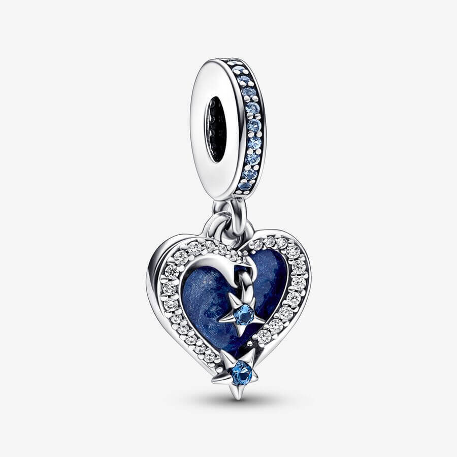 

Шарм-подвеска Pandora Moments Celestial Shooting Star Heart Double, серебро/синий