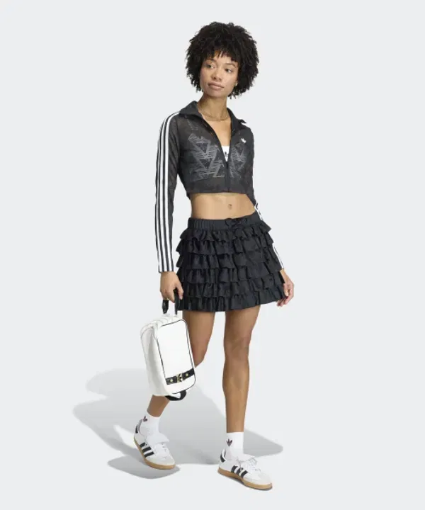 Мини-юбка с кружевными воланами, Adidas, черный — фото 3