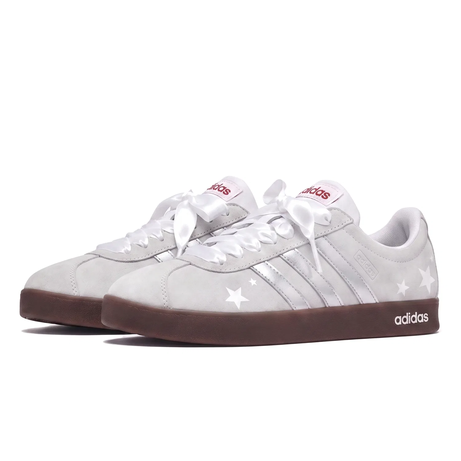 Детские кроссовки-кеды с принтом Vl Court Classic German Army Trainers Adidas, Milk Mist Silver Gray — фото 4