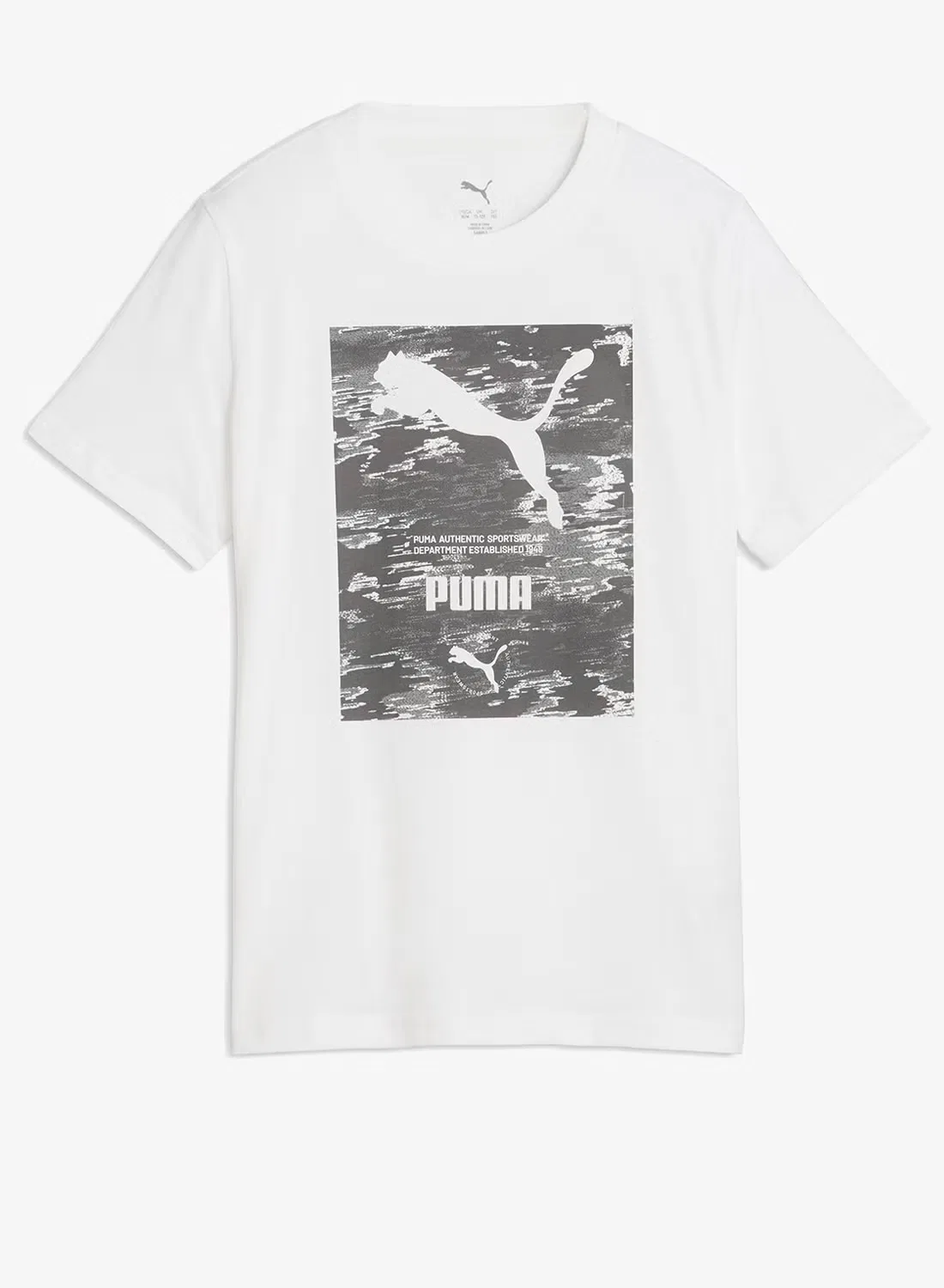 Футболка с камуфляжным принтом Youth Camo Graphic Puma, белый — фото 3
