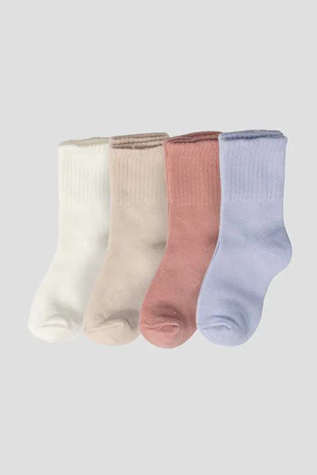 Детский набор носков для девочек хлопковый Set of 4 baby girl cotton pastel socks Defne Baby, Colored