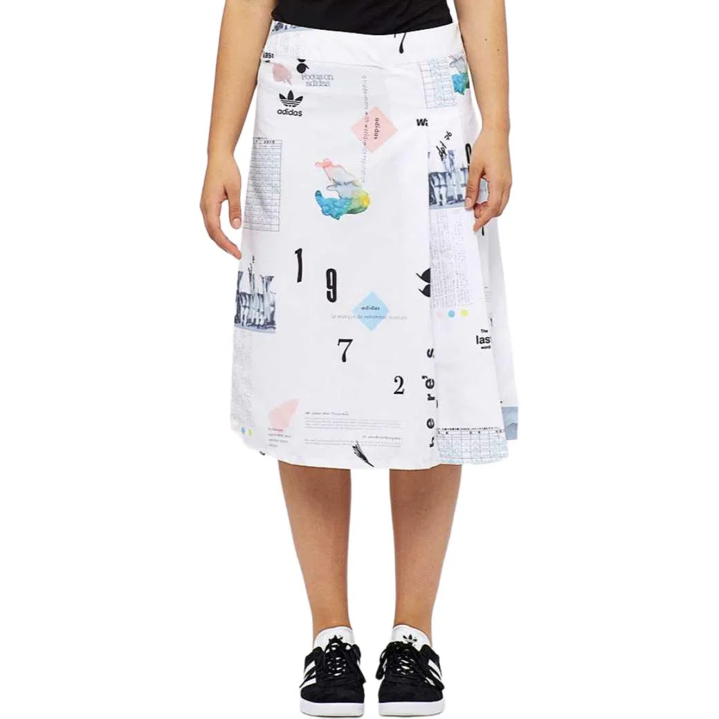 Женская длинная юбка с принтом Adidas Originals, White All Over Print — фото 3