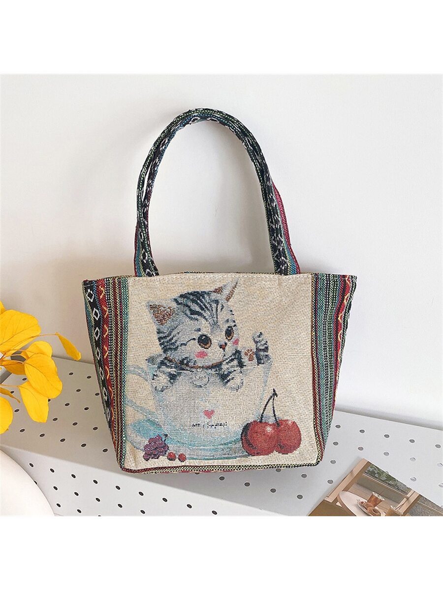 

Сумка Cat с вышивкой, бежевый