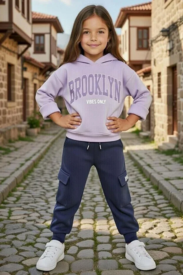 Детский спортивный костюм для девочек хлопковый 3 предмета Riccotarz, Lilac — фото 2