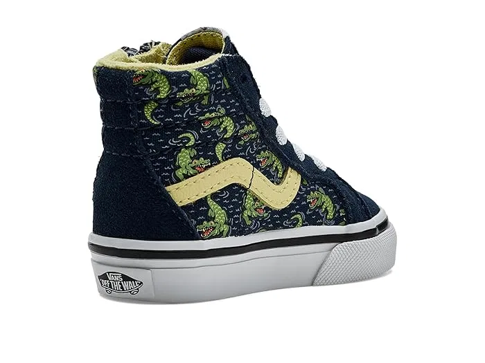 Кроссовки Sk8-Hi Reissue Side Zip Vans Kids, Glow Croc Navy/Yellow — фото 4