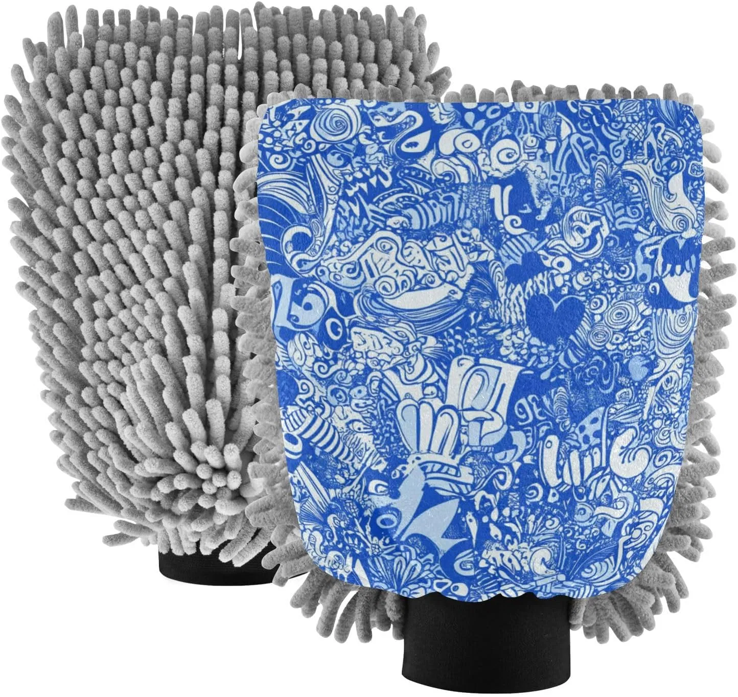 Микрофибровая варежка для мытья, Voucong, 30x20,3 см, Blau und Weiß