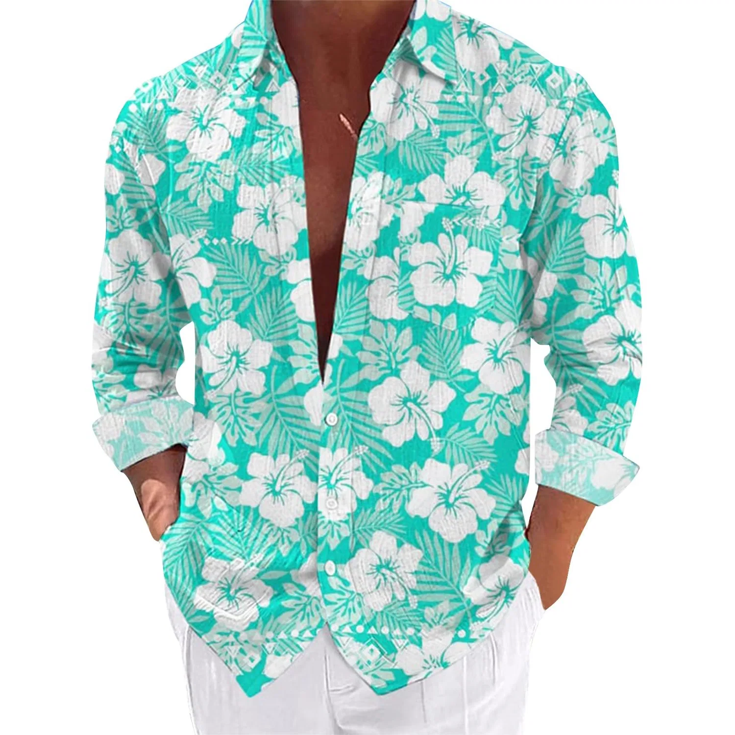 Мужская рубашка с принтом Summer Hawaiian Shirts, Azure
