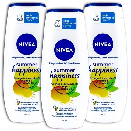 Гель для душа с маслом авокадо Nivea Summer Happiness, Orange