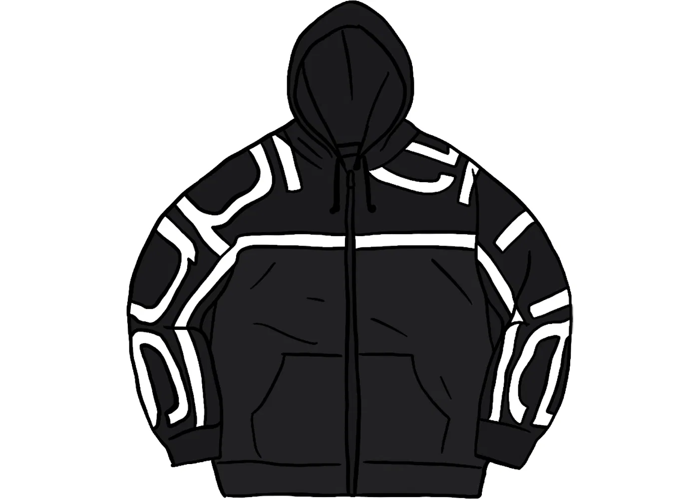 Мужская толстовка с принтом Supreme Big Logo Paneled Zip Up, Black