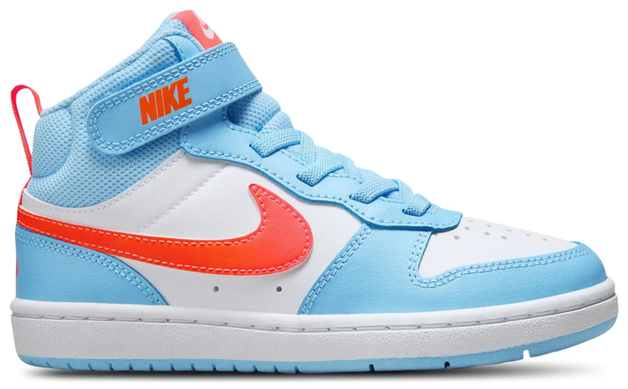 Детские кроссовки для мальчиков на липучках Court Borough Mid 2 Nike, Aquarius Blue/White/Orange