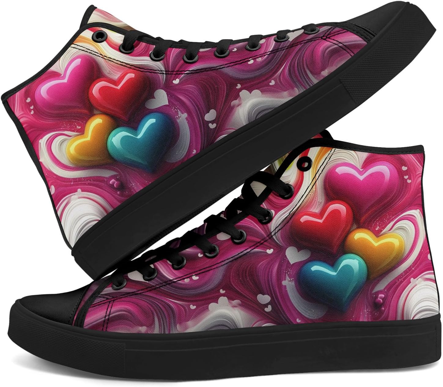 

Романтические высокие кеды на ткани для женщин и мужчин, стильная повседневная обувь ко Дню святого Валентина, унисекс, подарок для пар Awsole, черный/красный/синий/желтый/розовый/бежевый