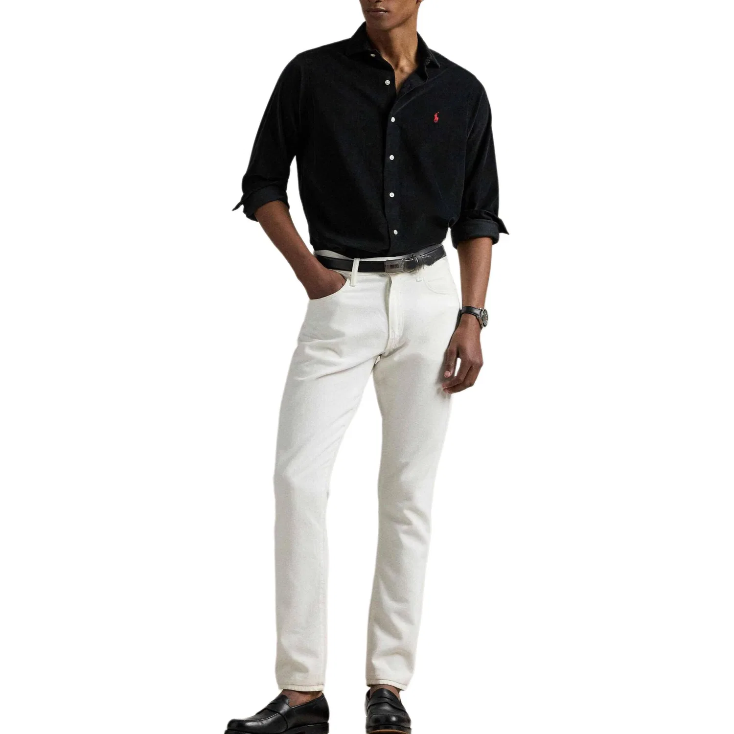 Мужская рубашка с широким отложным воротником Black Polo Ralph Lauren — фото 2