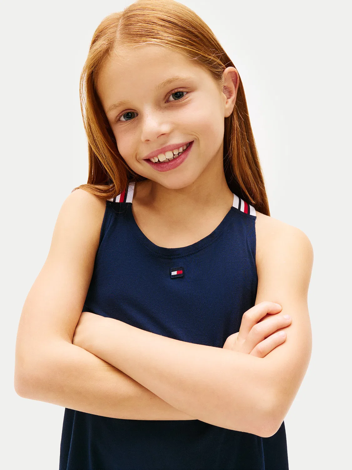 Летнее платье стандартного кроя для девочки Tommy Hilfiger, темно-синий — фото 3