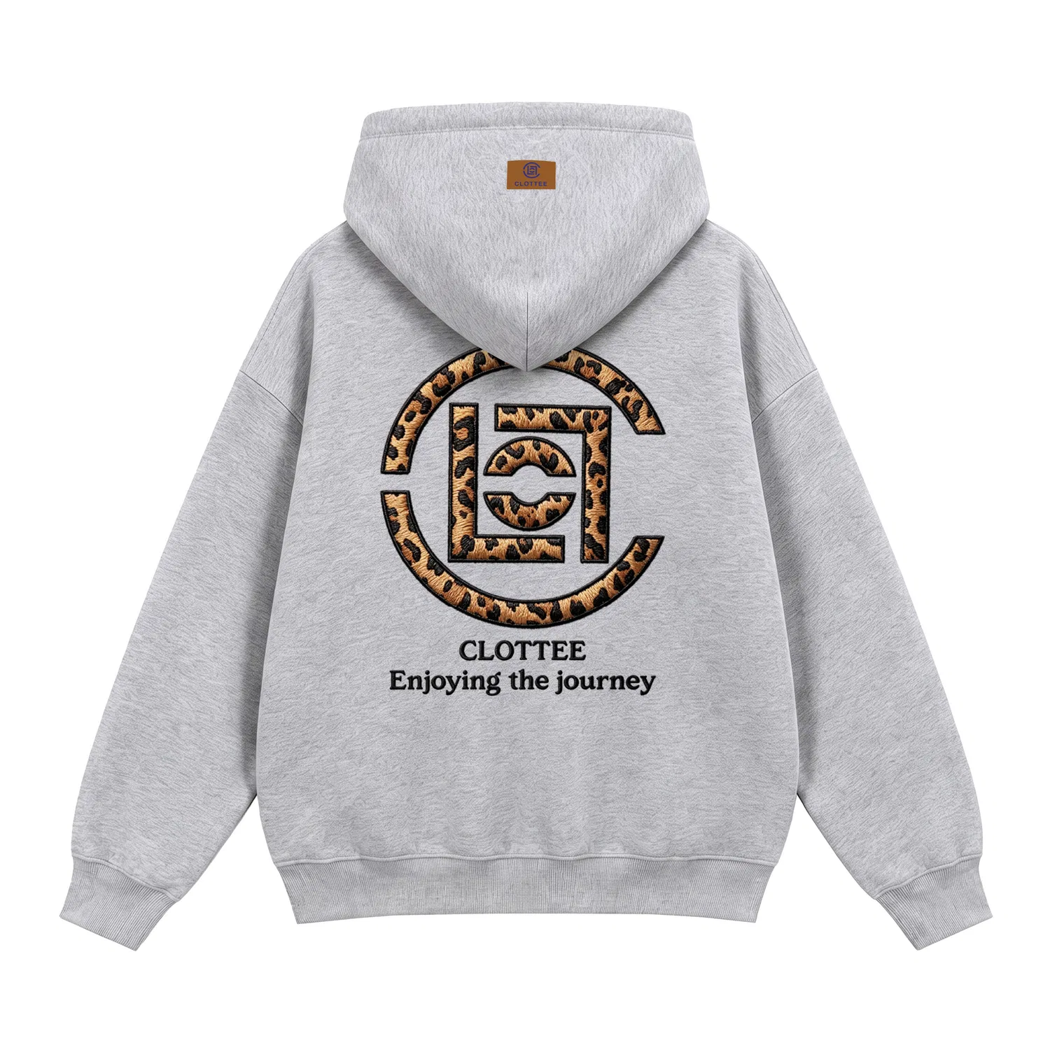 Детское худи с принтом CLOT, Dark Heather Gray-Leopard Print Black
