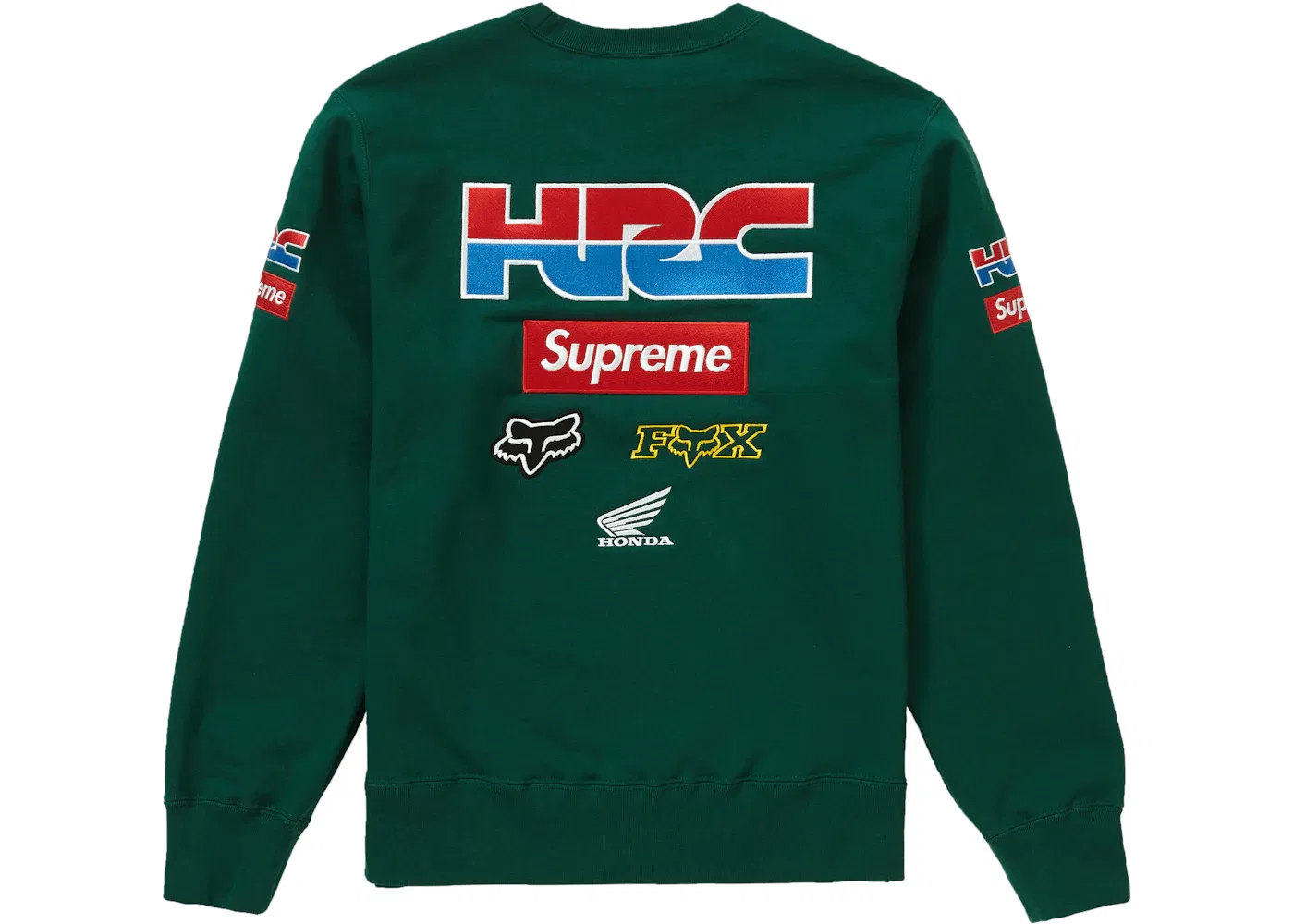 Мужской свитшот с длинным рукавом Supreme Honda Fox Racing Crewneck, Dark Green — фото 2