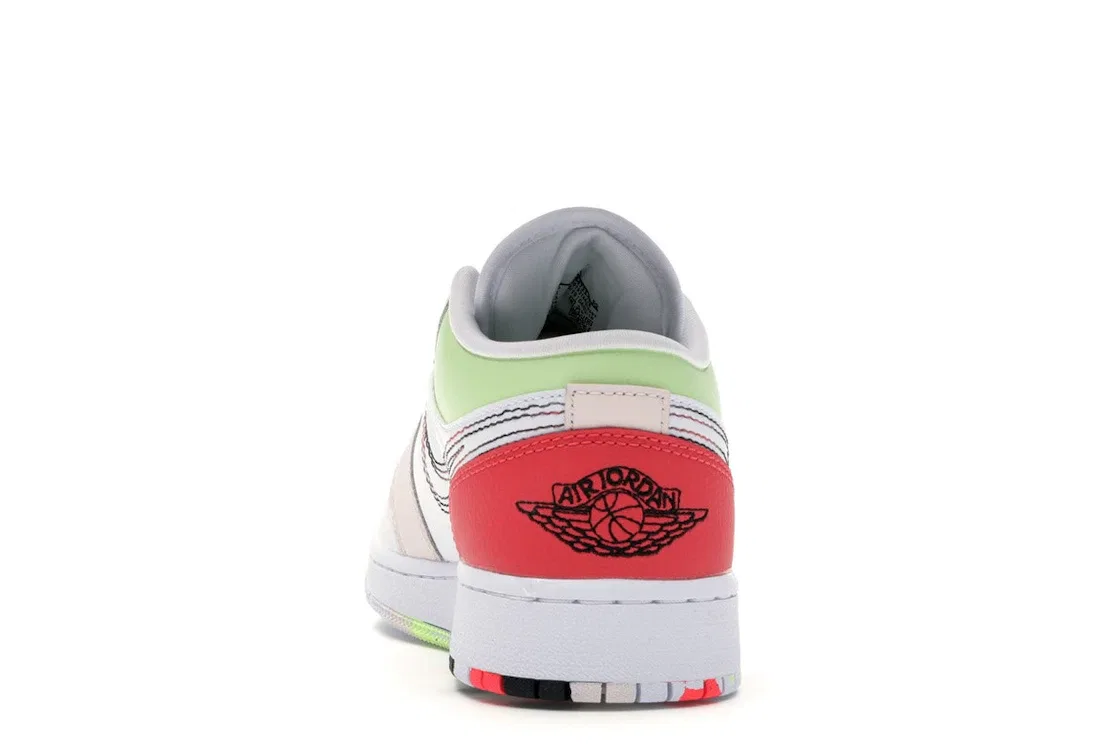 Детские кроссовки Lifestyle с длинным рукавом Jordan 1 Low Jordan, White/Ember Glow-Barely Volt-Black — фото 4