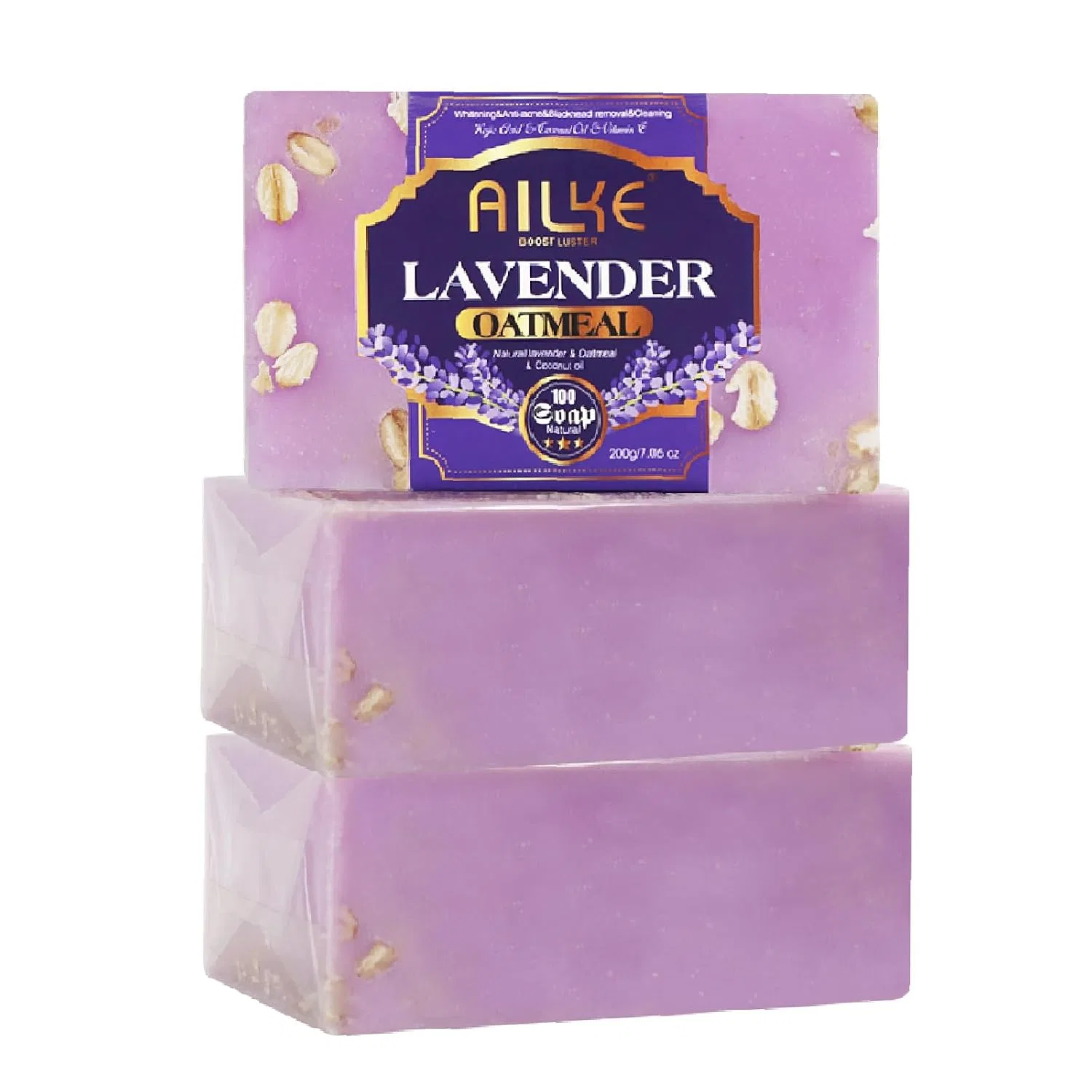 Мыло Lavender Oatmeal Brightening, AILKE, набор 3 шт, 200 г, Pack of 3 Ailke Boost Luster