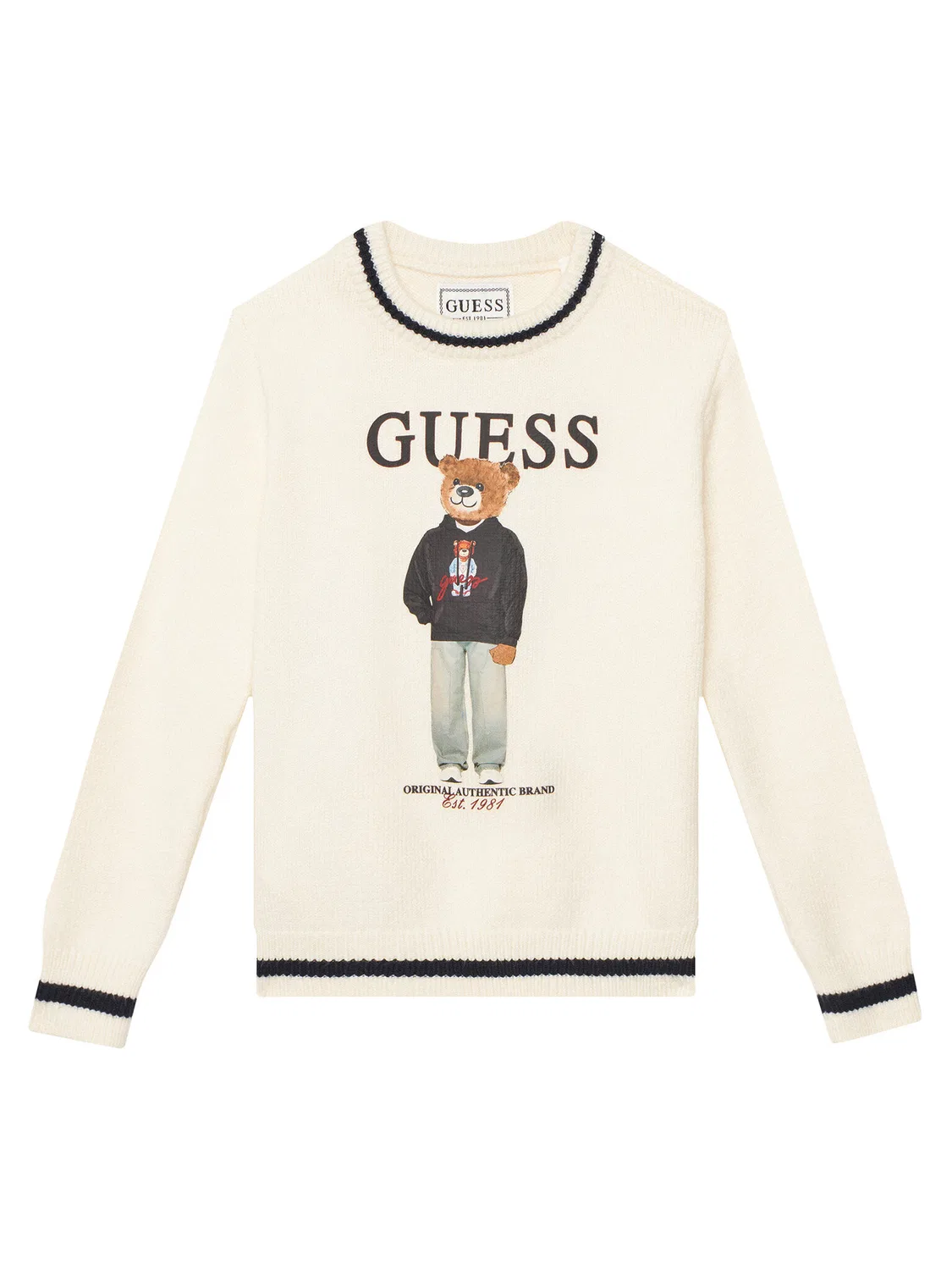 Пуловер стандартного кроя для мальчика Guess, кремовый