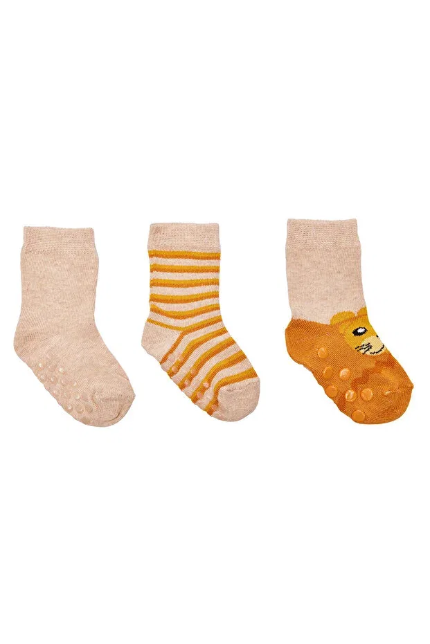 Детские носки без скольжения с принтом животных Hellobaby Ebebek Hello Baby, Gray Melange