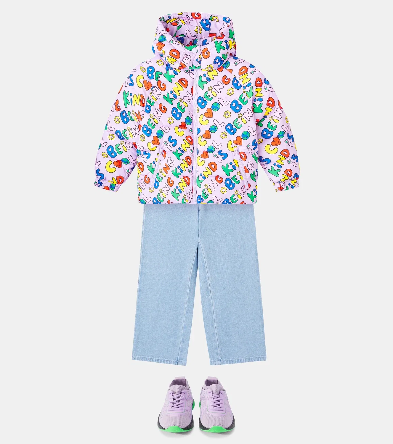 Легкая куртка стеганая с принтом Stella Mccartney Kids, фиолетовый — фото 2