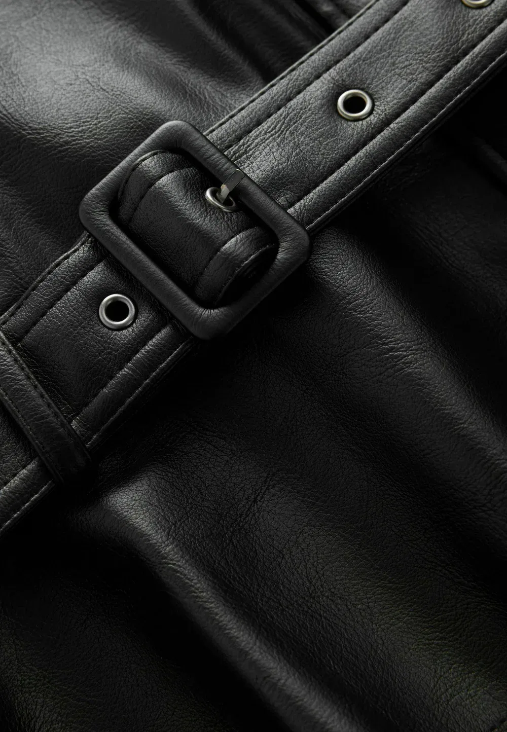 Куртка-Пиджак из искусственной кожи с поясом - короткое пальто Next, Black — фото 2