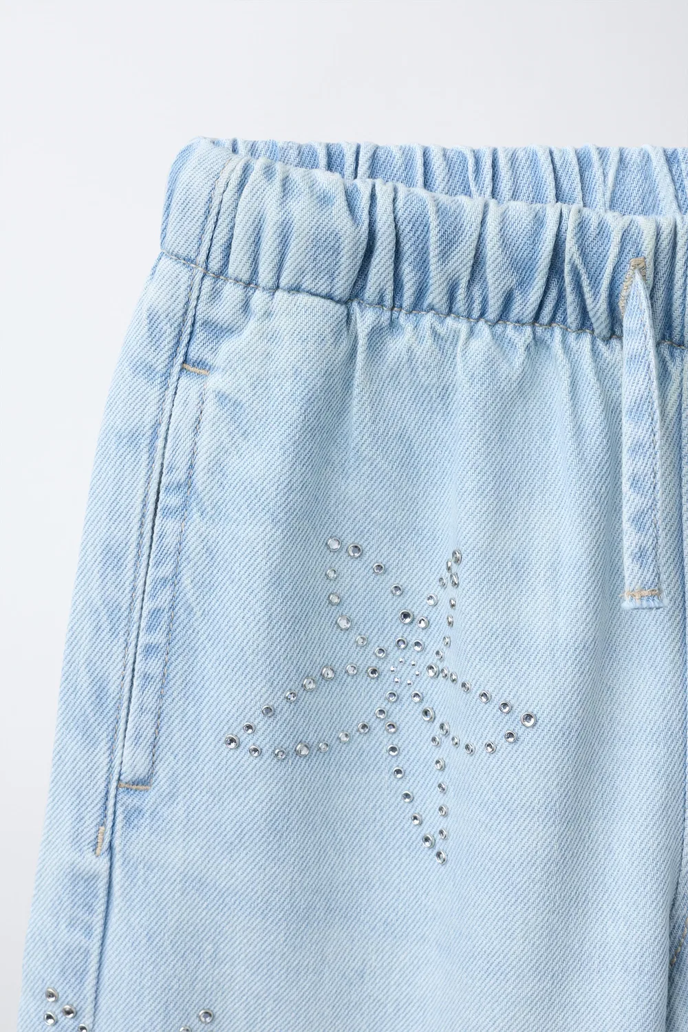 Джинсы с широкими штанинами и стразами ZARA, Blue — фото 3