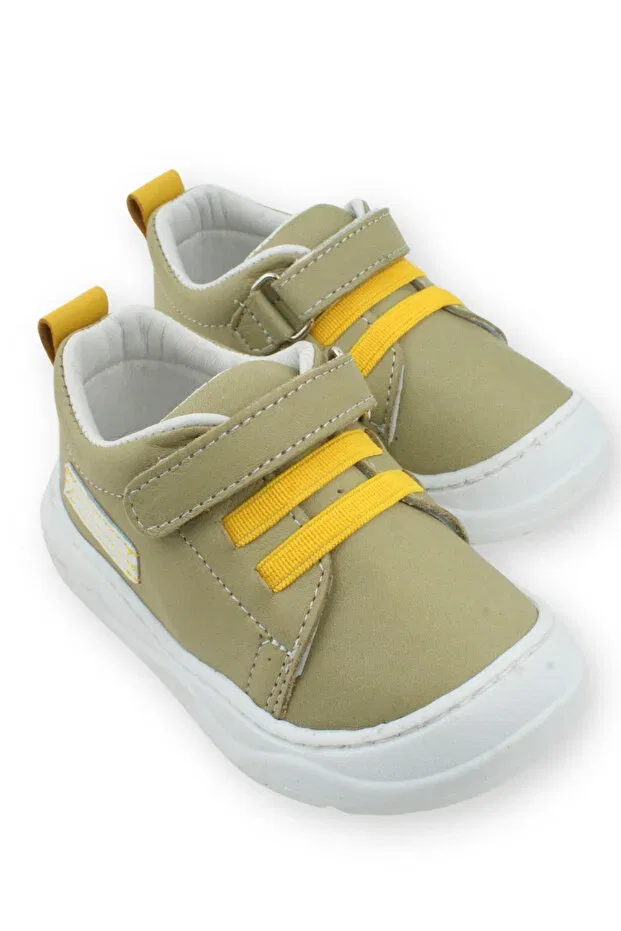 Детские туфли для девочек кожаные с липучкой Celtic leather orthopedic first step shoes Nubebe, Olive — фото 4