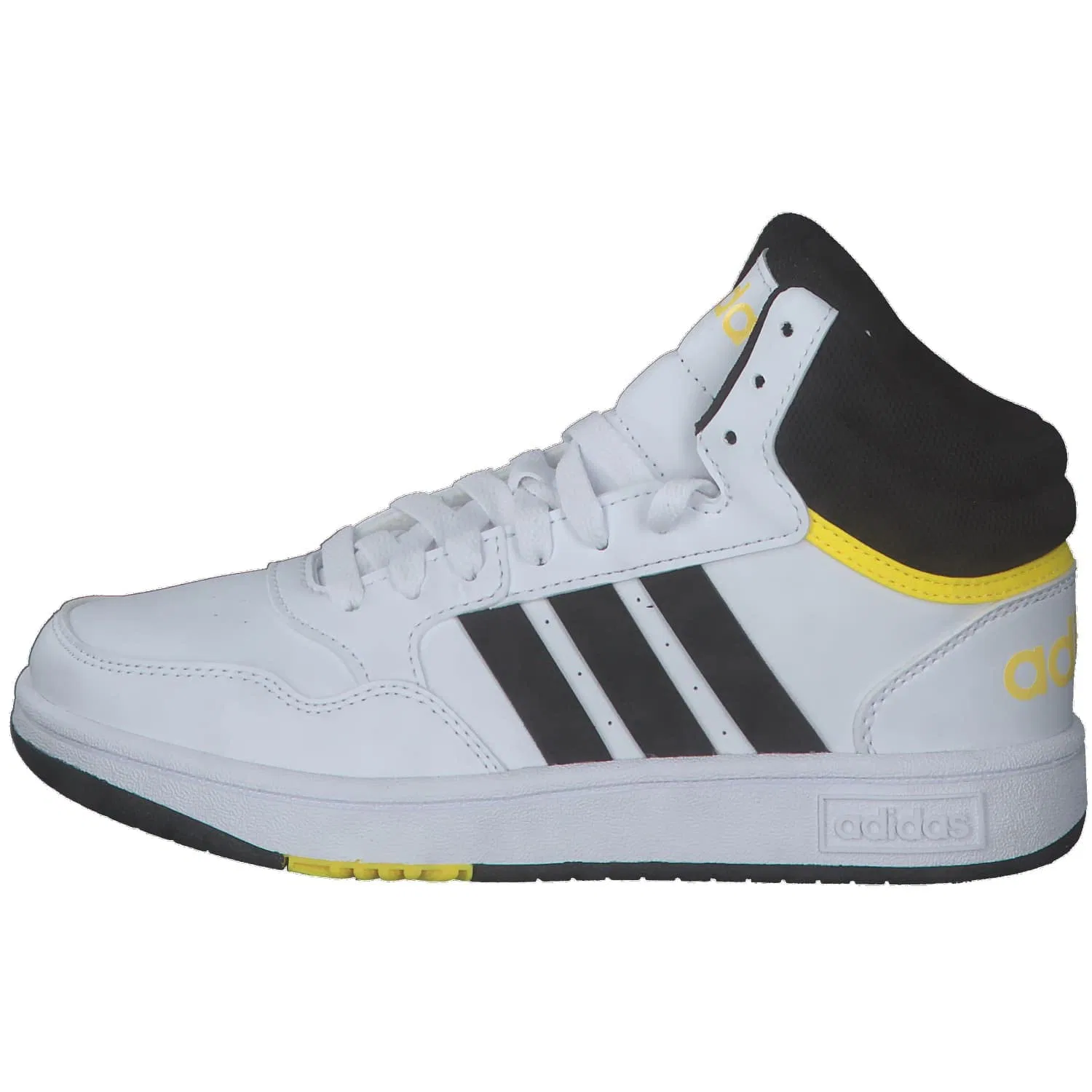 Детские кроссовки для мальчиков и девочек с поддержкой Hoops Mid 3.0k Adidas, Ftwr White Core Black Beam Yellow — фото 2
