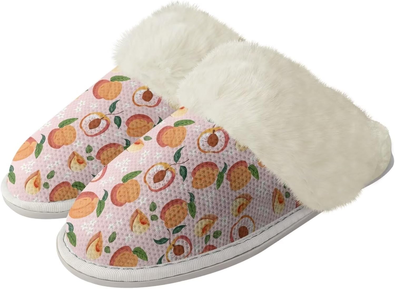 

Пушистые тапочки для женщин и мужчин, мягкие зимние теплые плюшевые тапочки на мягкой подошве, домашние, закрытые, унисекс, уютные и дышащие, для спа и ванной Watdotory, Peach
