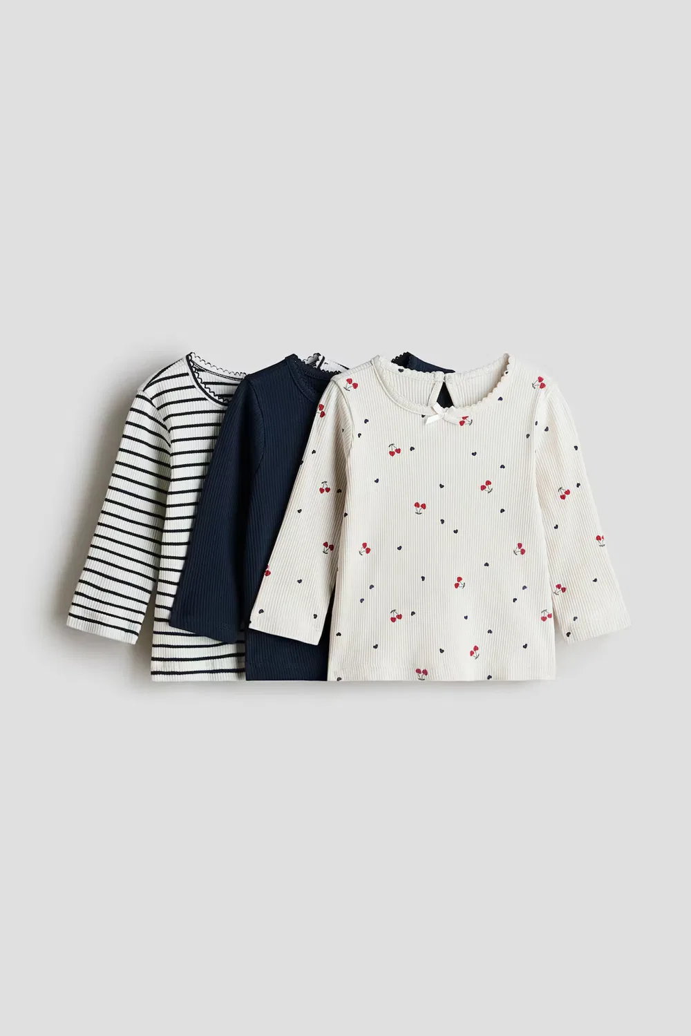 3 хлопковые рубашки в упаковке H&M, Weiß/Kirschen