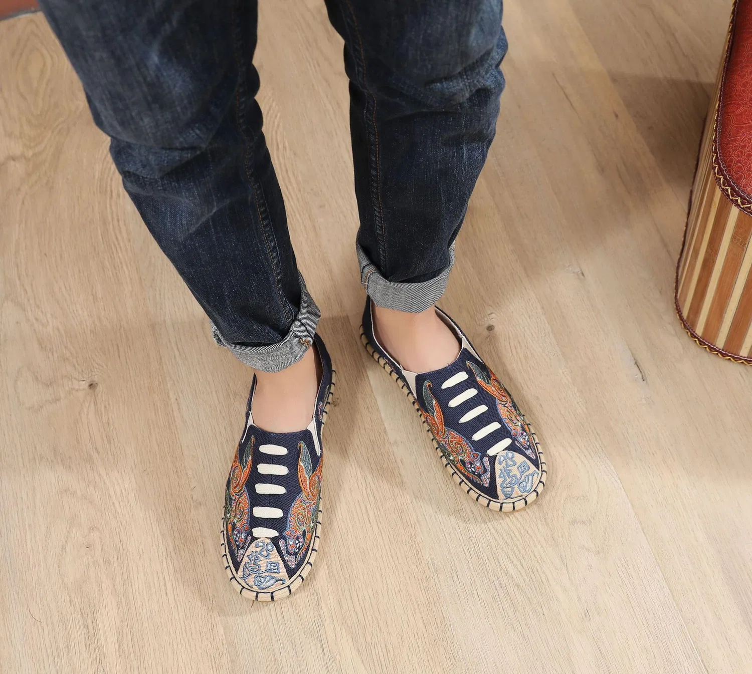 Детские туфли с вышивкой тайцзи GHAKKE, Navy Blue — фото 3