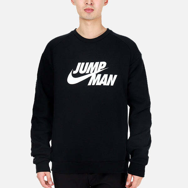 Толстовка Men's Air Jordan Logo Printing Fleece Lined Stay Warm Sports Pullover Round Neck Black, черный — фото 3