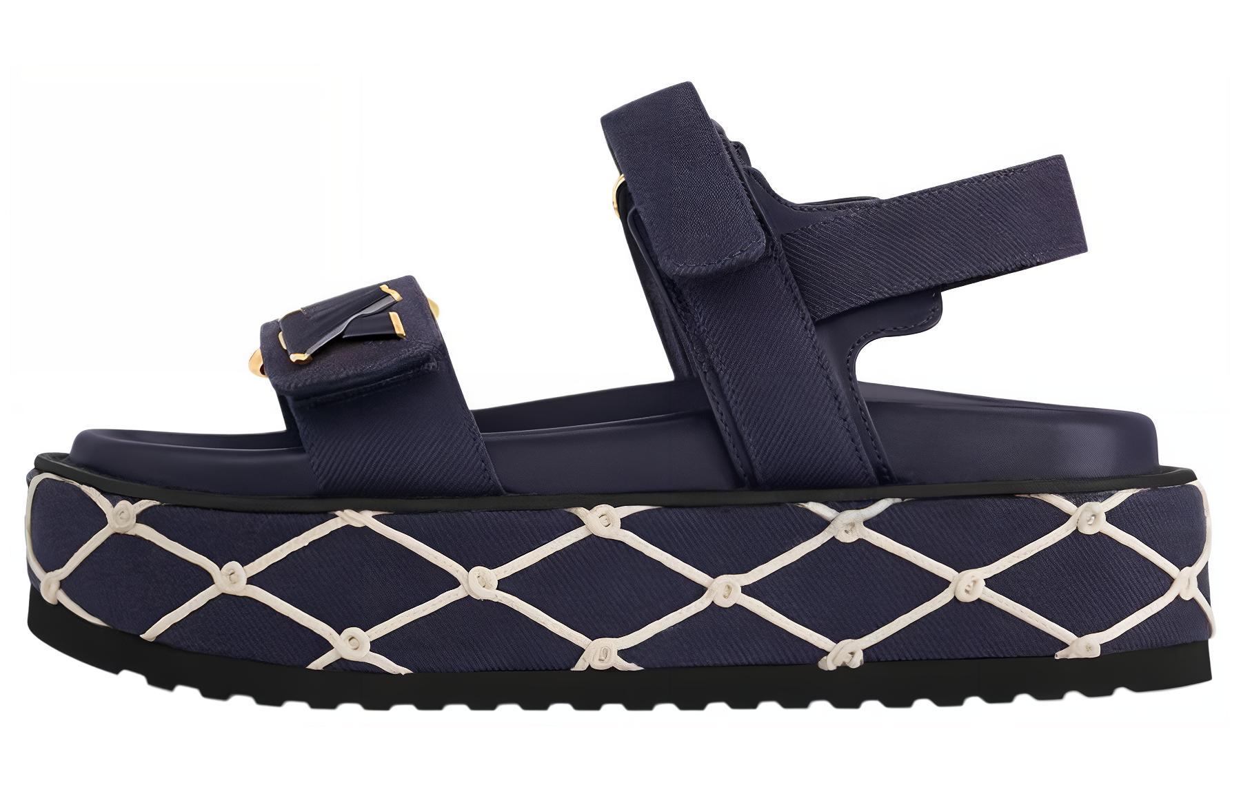 LOUIS VUITTON Сандалии Sunset One Strap на каблуке 5 см, женские, темно-синие
