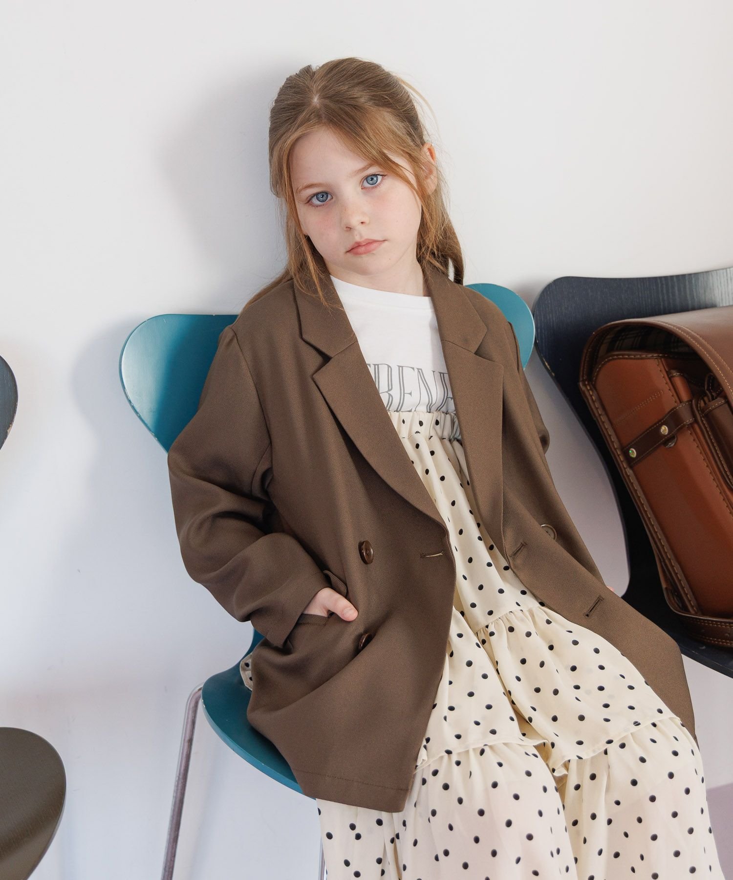 Не требующая особого ухода двубортная куртка/детская/629827 GLOBAL WORK, Brown 58