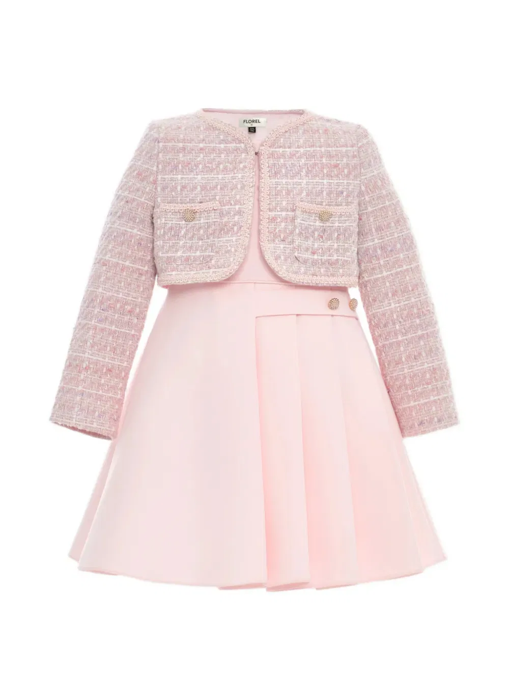 Комплект платья и одежды Florel, украшенный твидом Dress & Fleur, розовый