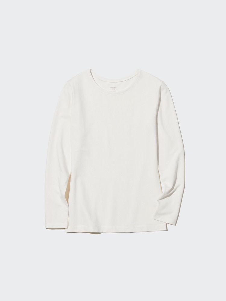 

Футболка Heattech из хлопка с круглым вырезом, очень теплая Uniqlo, цвет 01 белый