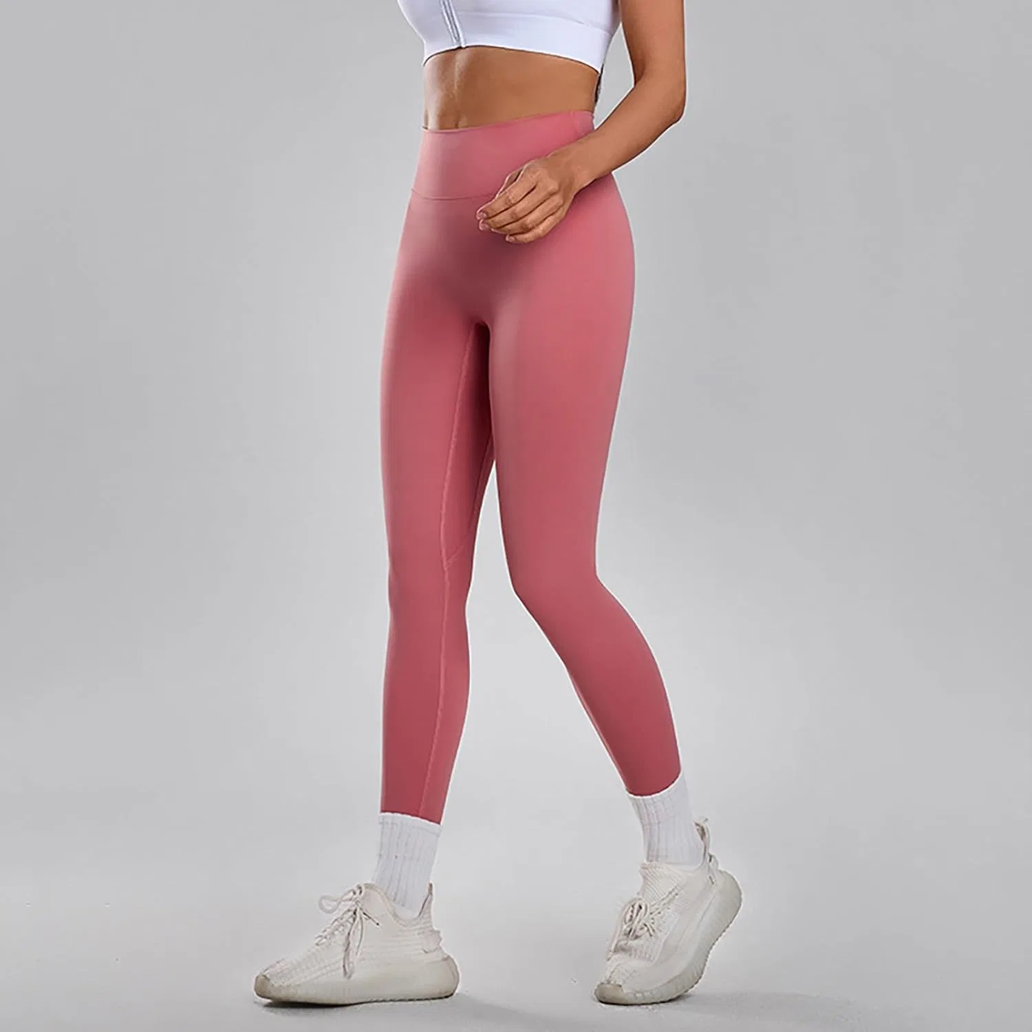 Женские леггинсы для фитнеса с высокой талией, Pink — фото 4