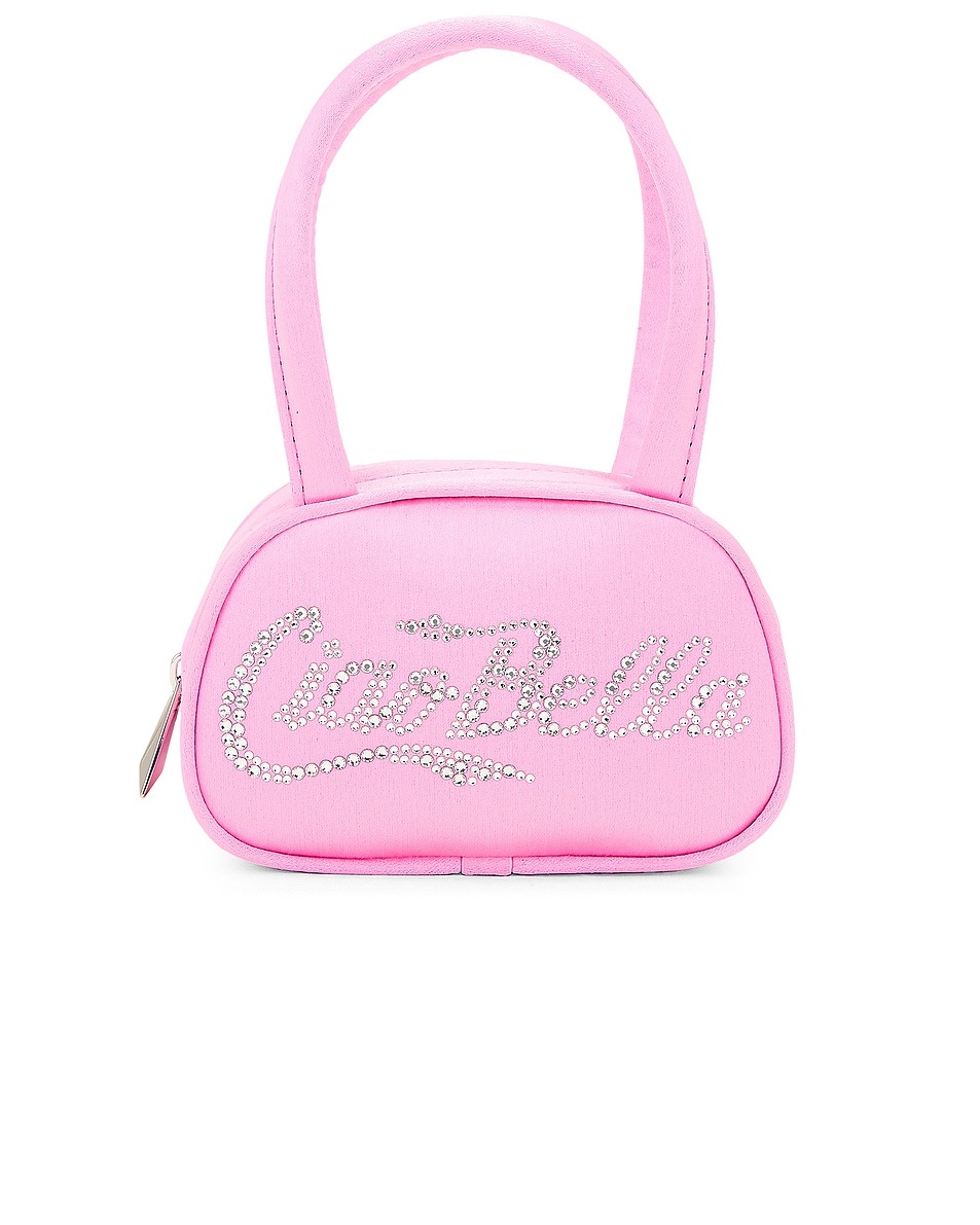 

Белла Микро Сумка Amina Muaddi, цвет Fluo Pink & White Crystal