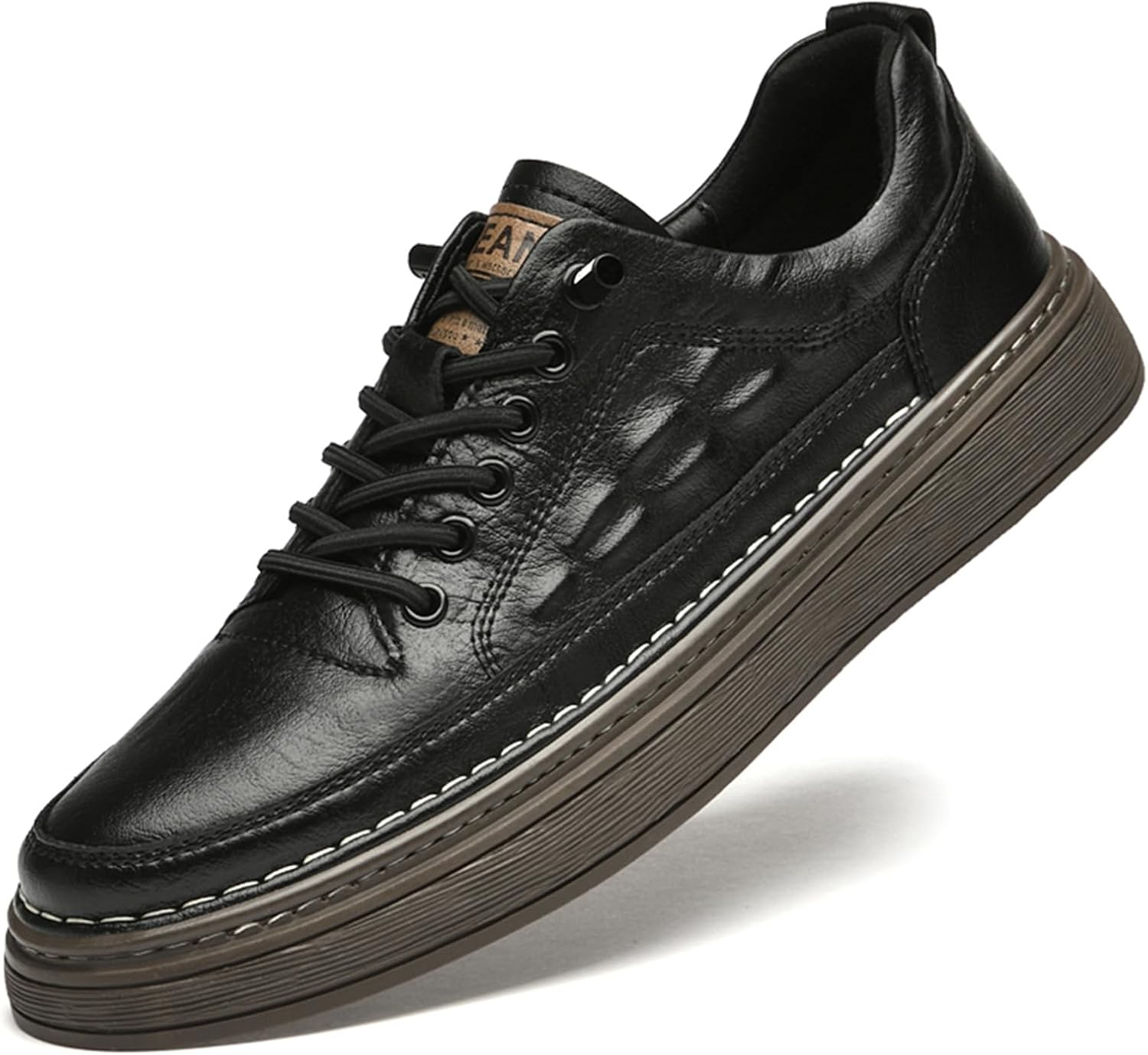 

Мужские кожаные кроссовки ручной работы из мягкой кожи в классическом стиле ретро Abborora, черный