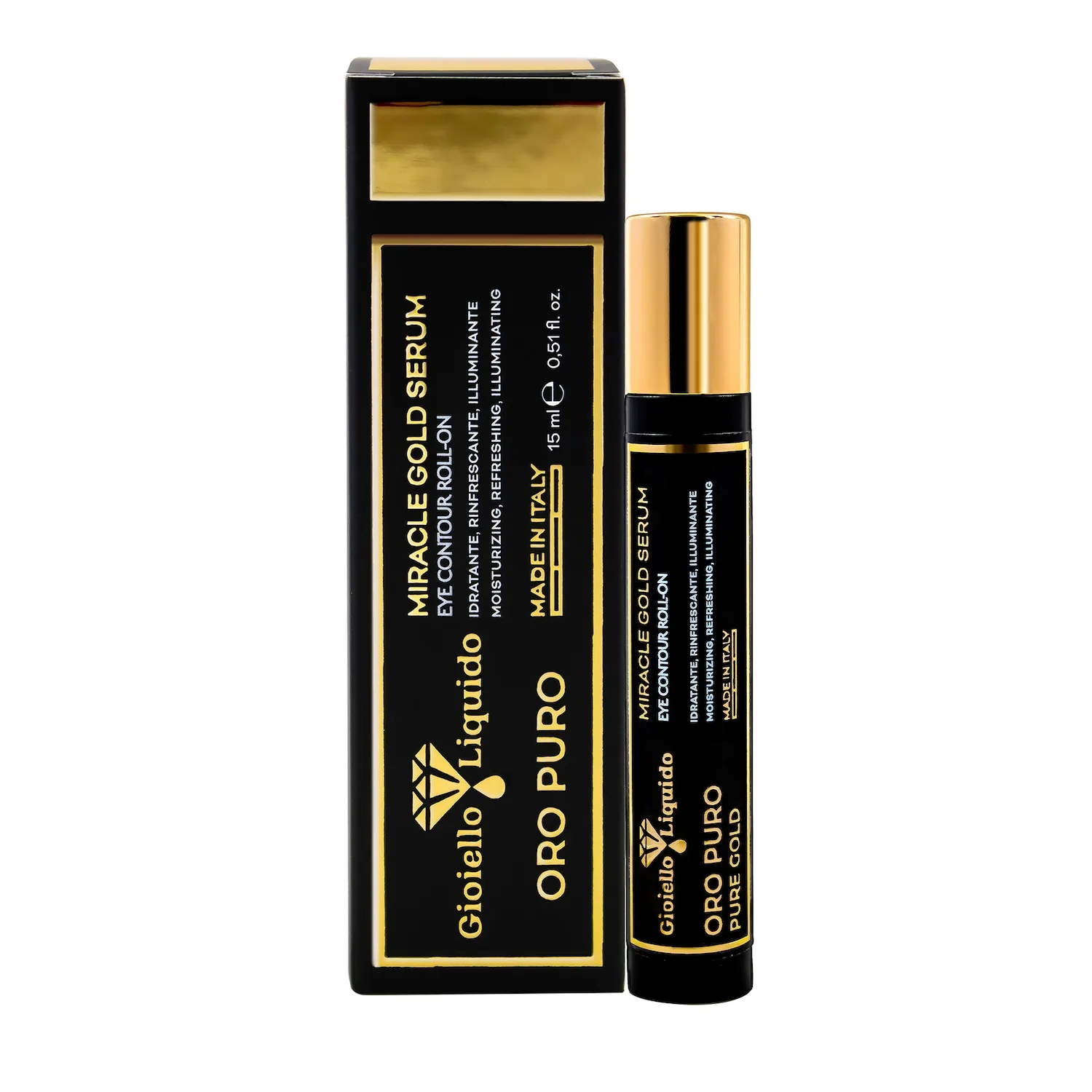 Роликовый аппликатор для глаз Miracle Gold Serum Eye Contour Roll-on “Чистое золото” Gioiello Liquido, 15 мл — фото 2