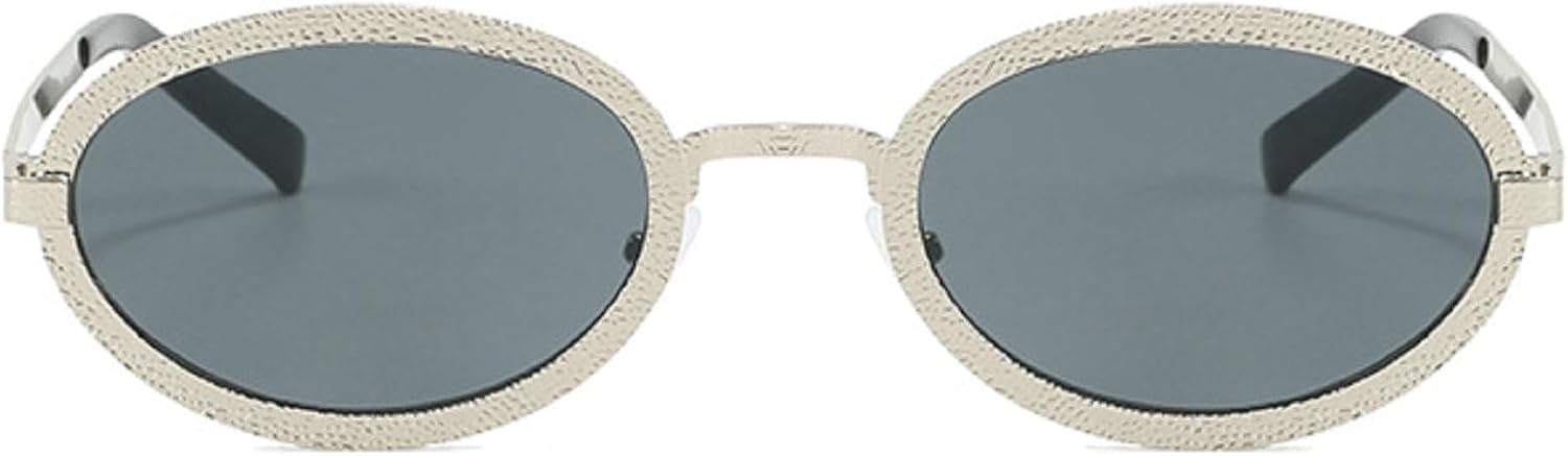 

Модные ретро-солнцезащитные очки овальной формы для женщин, дизайнерские очки в винтажном стиле 90-х, классические металлические солнцезащитные очки mincl, Silver Gray