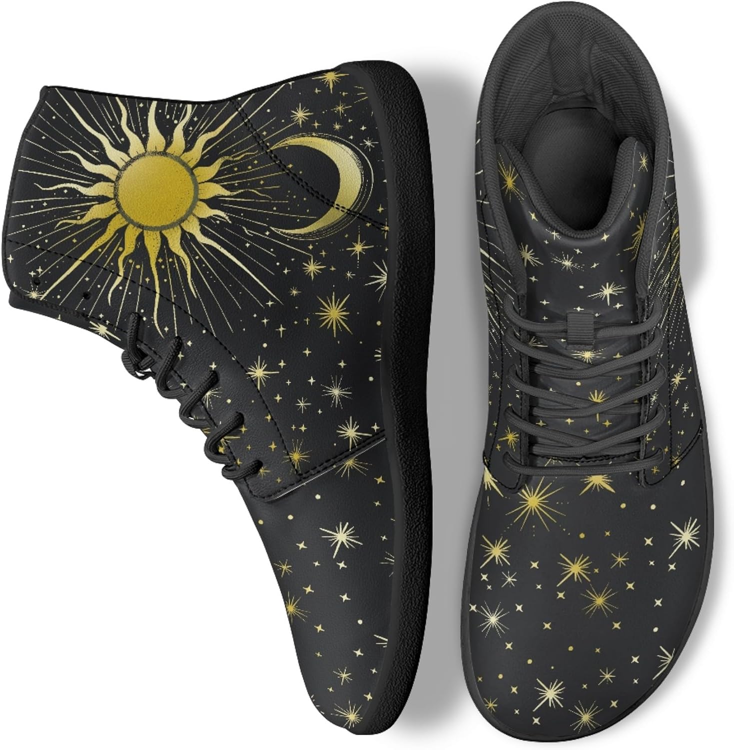 

Стильные высокие кроссовки из PU-кожи с принтом для мужчин и женщин, босоногого типа Arleeorkee, Moon Stars