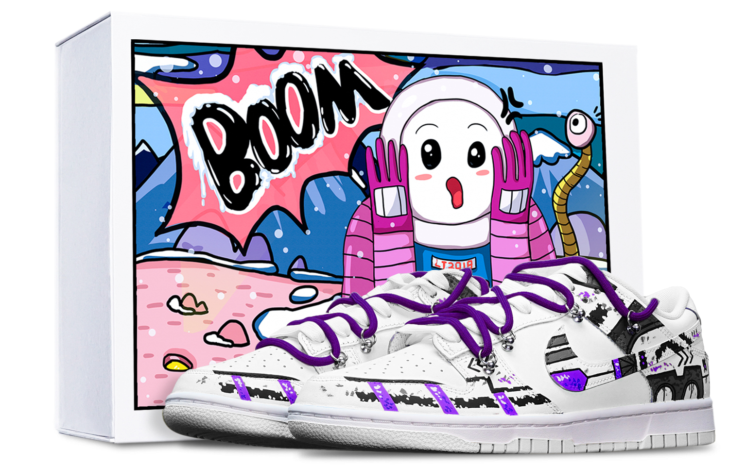 

Кроссовки Nike Dunk Skateboard Shoes Women's Low-Top Black And White/Purple