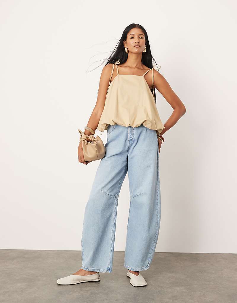 

ASOS EDITION – Бежевый топ с объемным краем и бретелями