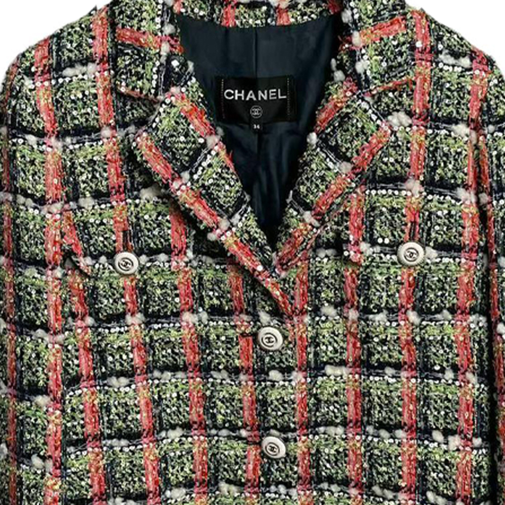 CHANEL Куртка женская оранжево-зеленая, Orange Green — фото 4