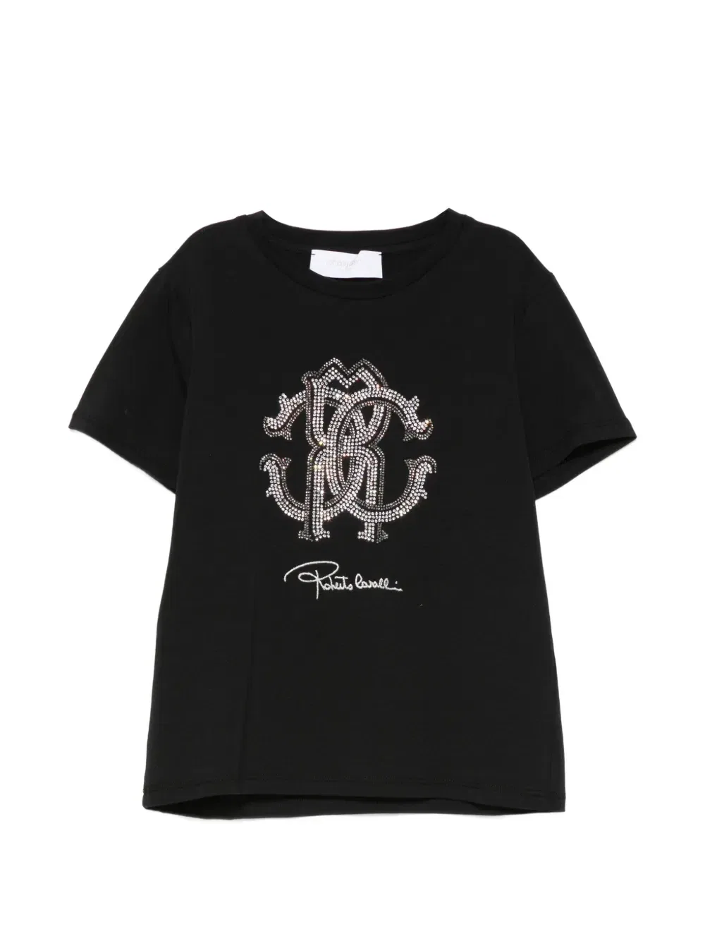 Футболка со стразами Roberto Cavalli Junior, черный