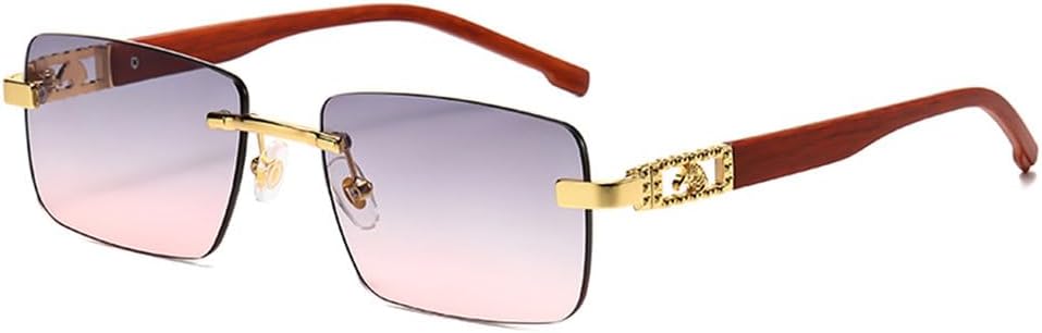 

Солнцезащитные очки без оправы, прямоугольные, модные, популярные, женские и мужские солнцезащитные очки, маленькие солнцезащитные очки, женские и мужские дорожные очки HHZZYVY, Gradient Grey Pink