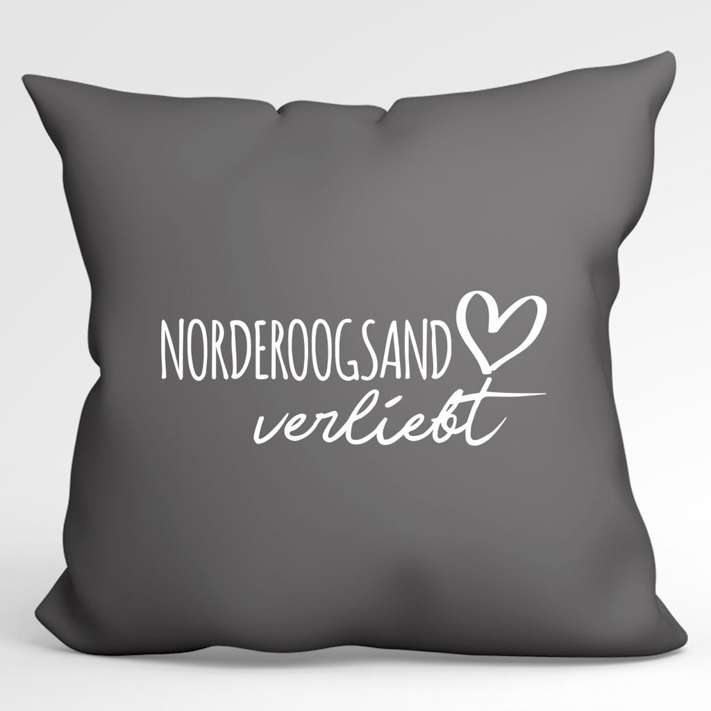 

УРАА! Подушка Norderoogsand in love Декоративный чехол на подушку без наполнителя Steel Grey с названием любимого острова Hellweg Druckerei