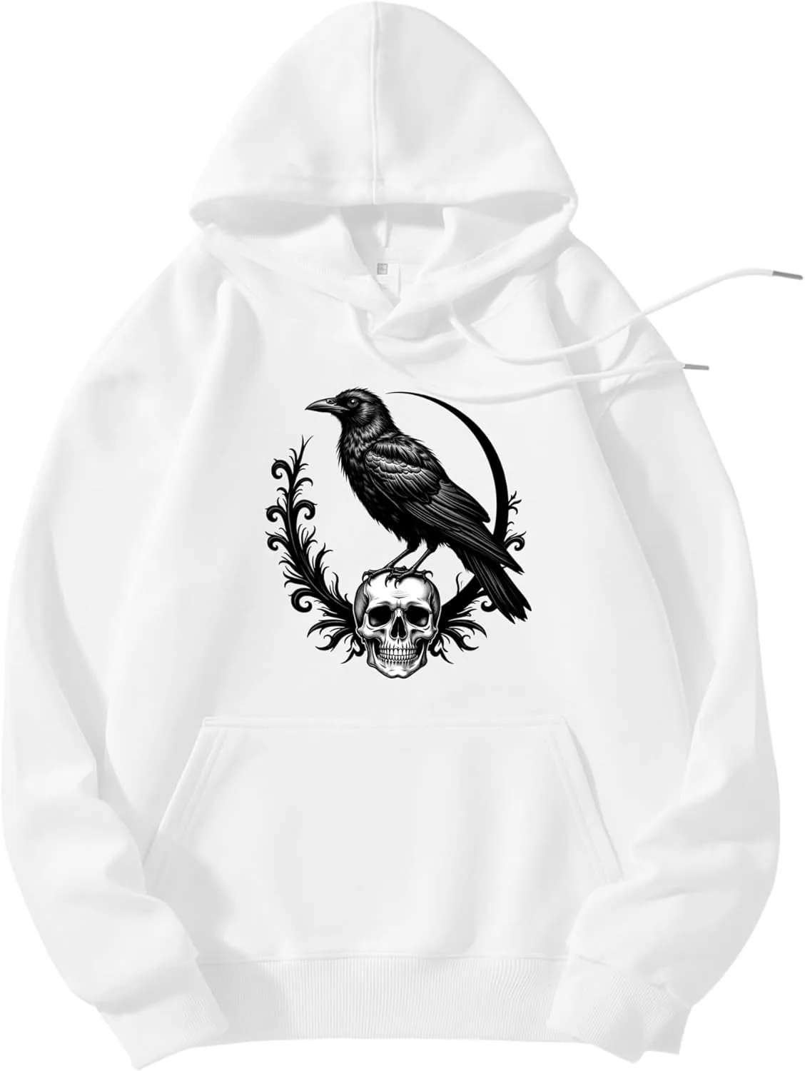 

Толстовка с капюшоном VETALLO, принт Raven Skull, Gothic Design, осенняя флисовая