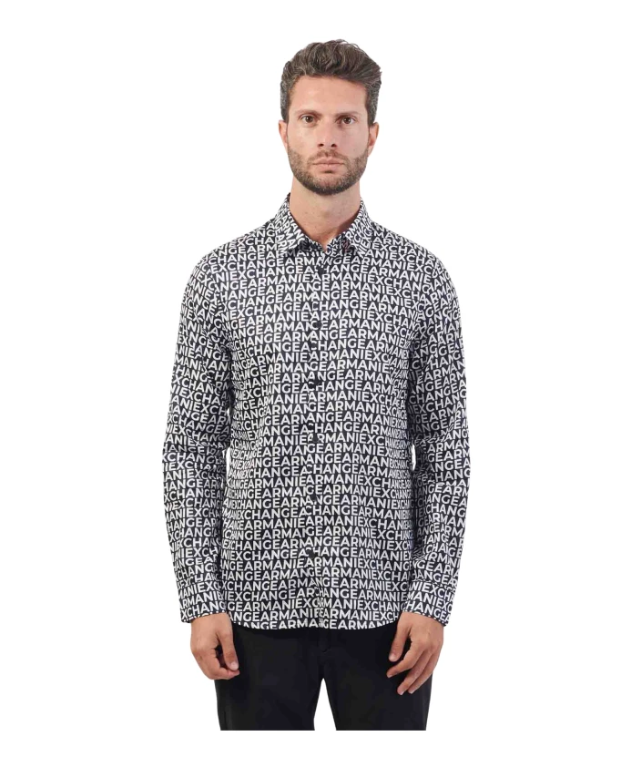 

Классическая рубашка из хлопка Armani Exchange, черный